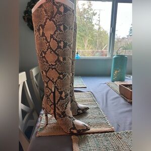 ANTONIO MELANI VC Kervana Snake Print Heeled Boots Natural Warm Roccia